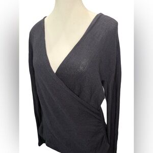 Vintage ST JOHN V Neck Knit Wrap Sweater Top Black 🖤 Size Medium